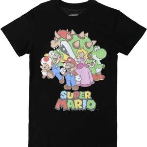 Nintendo Black T-Shirt with Super Mario Princess Peach Graphic